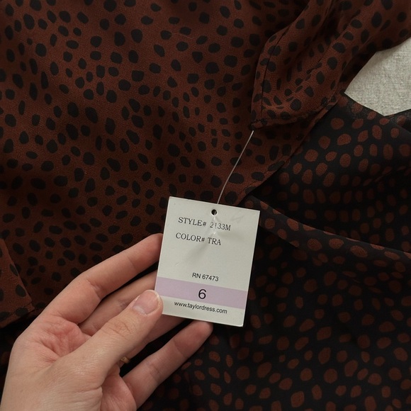 Elegant Brown Polka Dot Dress - Picture 4 of 6